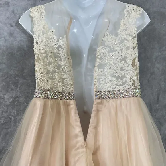 DANCING QUEEN Sequined Rhinestones short cocktail party Prom Dress XXL Ivory - Picture 4 of 10